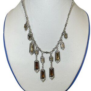 Crystallized by Swarovski Elegant Silver and Brown Pendant Necklace